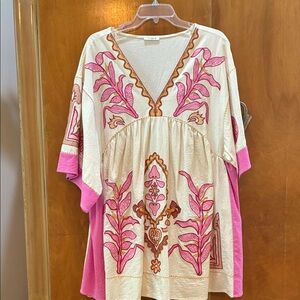 Sunday Pink and Cream Embroidered Dress